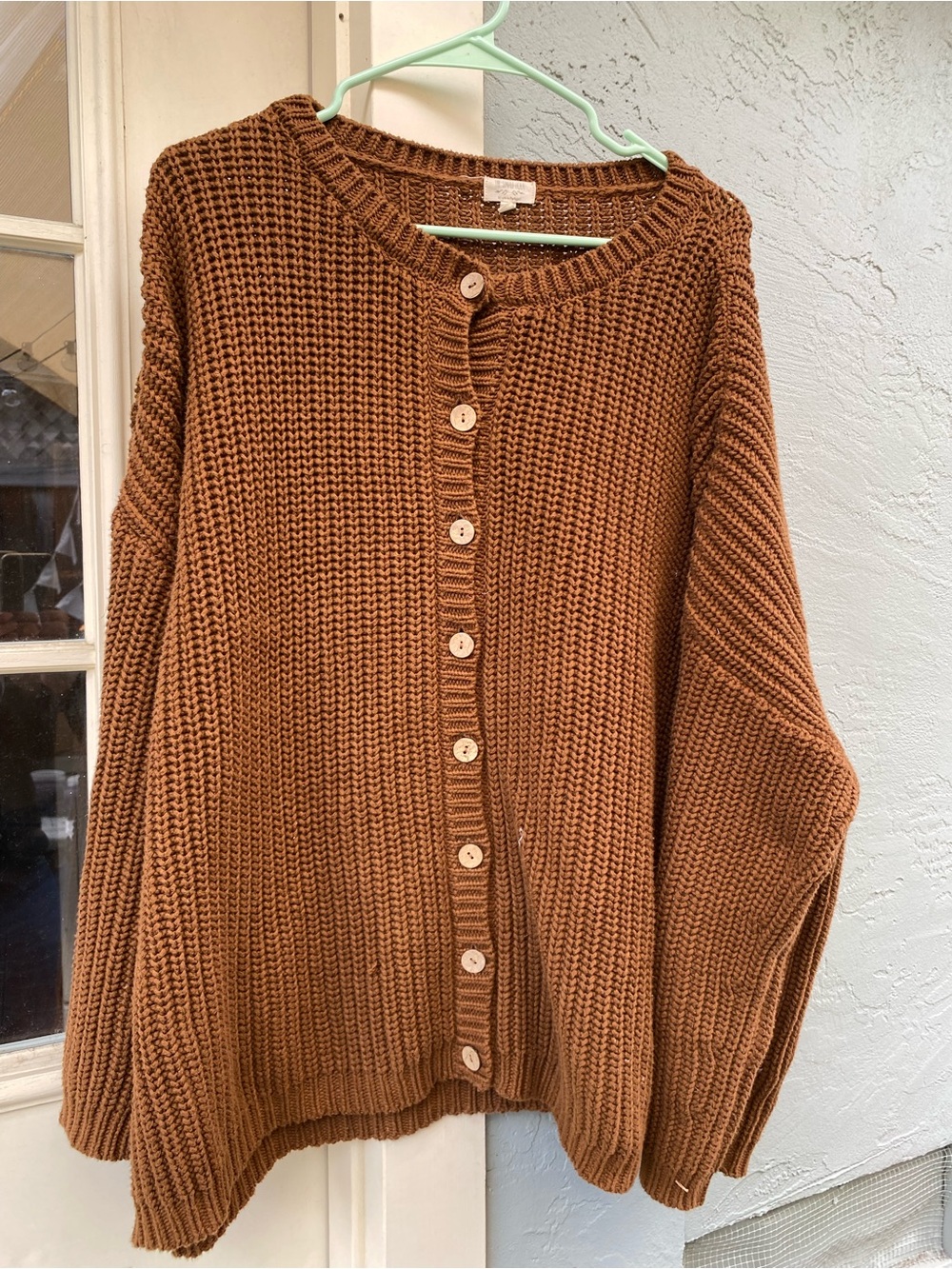 The Simple Folk Women's Chunky Button-Front Sweater Cardigan — Brown